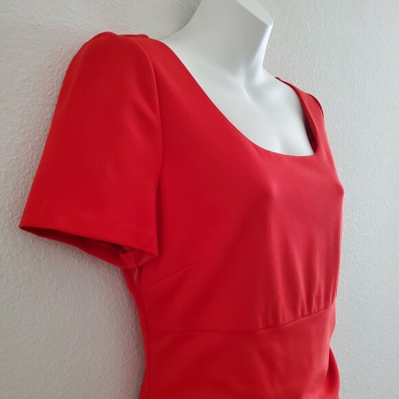 Diane Von Furstenberg Sheath Dress 10 Red Classic Cocktail Business Timeless - Picture 5 of 12